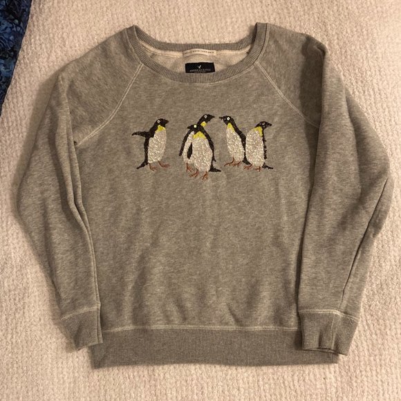 sparkly penguin crewneck sweatshirt - Picture 1 of 1